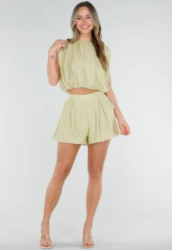 Lichtgroene Matching Set met Mouwloze Top en Broekje