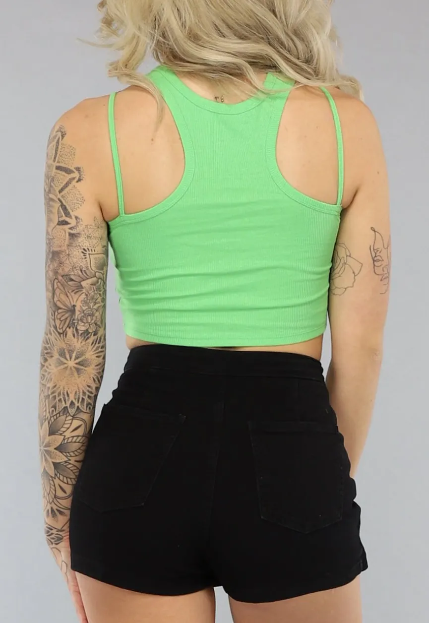 Lichtgroene Top met Uitsnede in Cropped Model