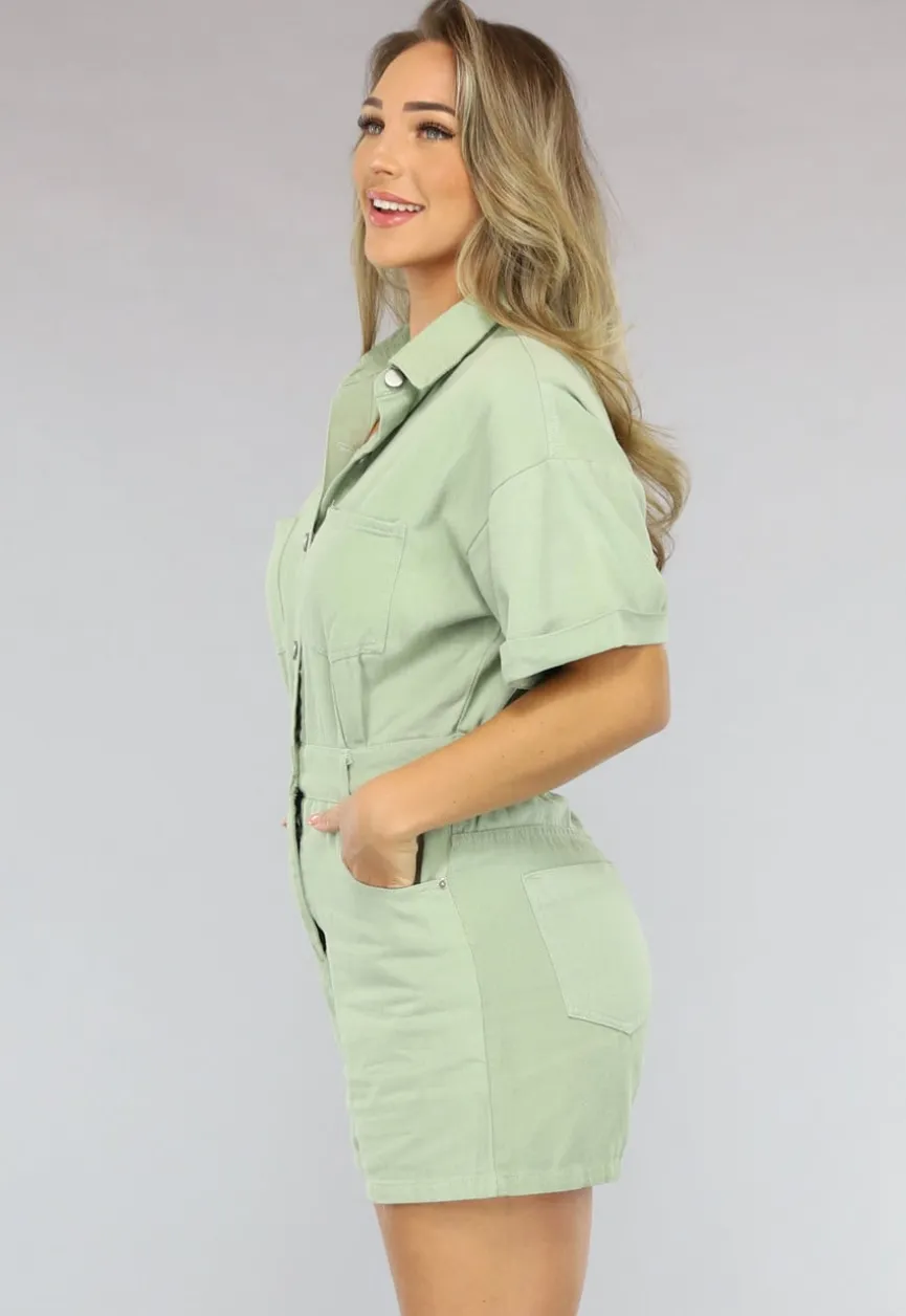Lichtgroen Jeans Broekpakje