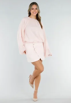 Lichtroze Blouse met Wijde Mouwen