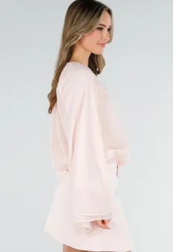Lichtroze Blouse met Wijde Mouwen