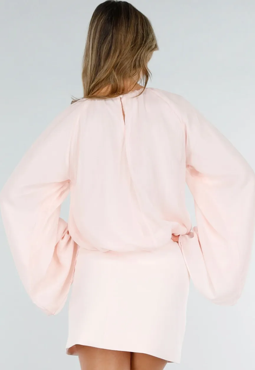 Lichtroze Blouse met Wijde Mouwen