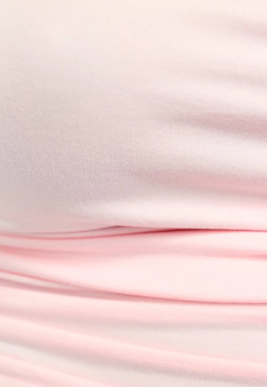 Lichtroze Geplooide Stretch Top met Lange Mouwen