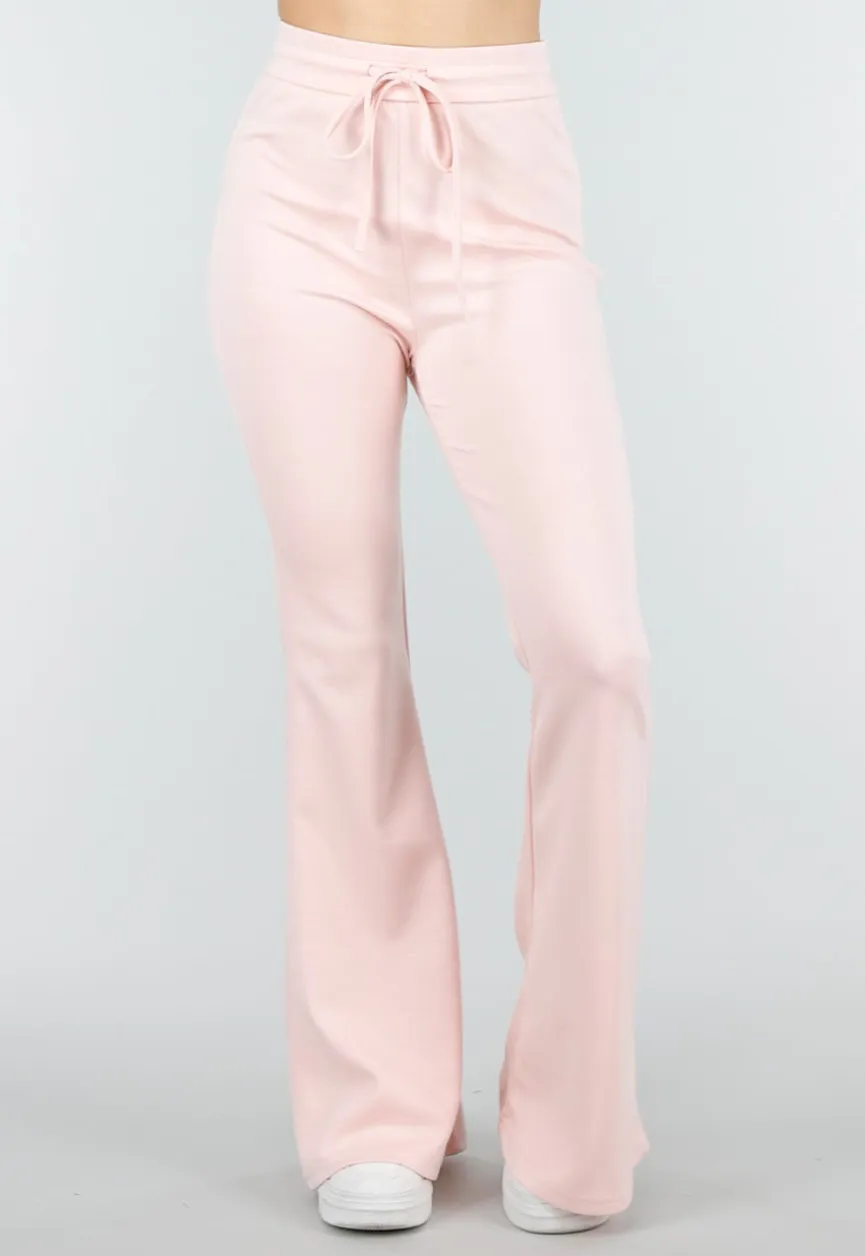 Lichtroze Joggingbroek met Flared Pijpen en Elastische Taille