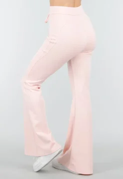 Lichtroze Joggingbroek met Flared Pijpen en Elastische Taille