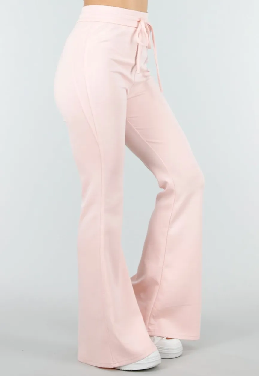 Lichtroze Joggingbroek met Flared Pijpen en Elastische Taille