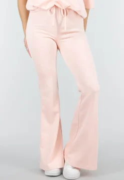 Lichtroze Joggingbroek met Flared Pijpen en Elastische Taille