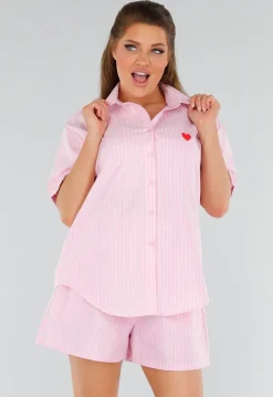 Lichtroze Katoenen Set met Blouse en Short met Zakken