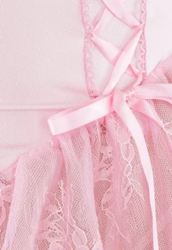 Lichtroze Lingerie Jurkje met Strikjes