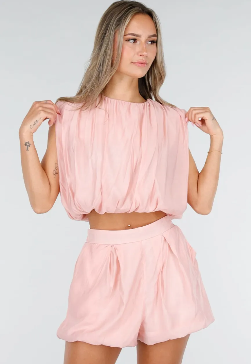 Lichtroze Matching Set met Mouwloze Top en Broekje
