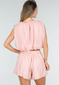 Lichtroze Matching Set met Mouwloze Top en Broekje
