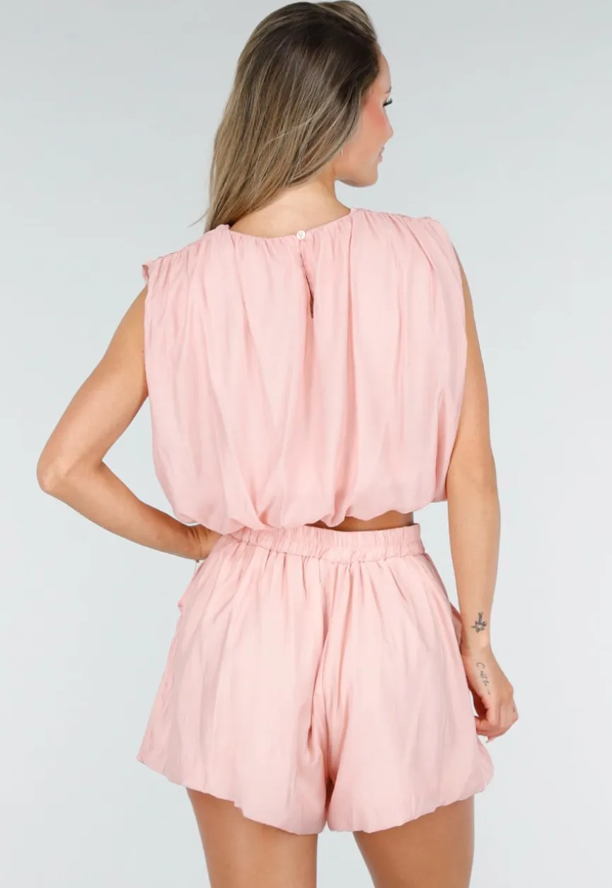 Lichtroze Matching Set met Mouwloze Top en Broekje