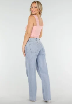 Lichtroze Mesh Off Shoulder Top met Drapé en Stretch
