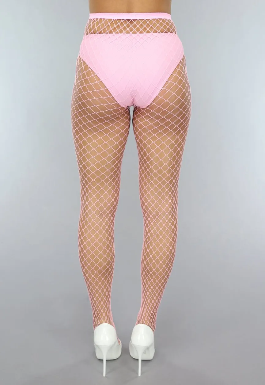Lichtroze Net Panty met Groot Patroon