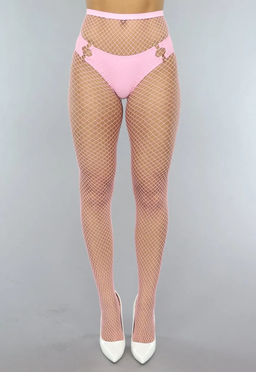 Lichtroze Net Panty met Medium Patroon