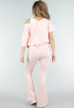 Lichtroze One Shoulder Top met Ingewerkte Top en Stretch