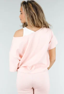 Lichtroze One Shoulder Top met Ingewerkte Top en Stretch