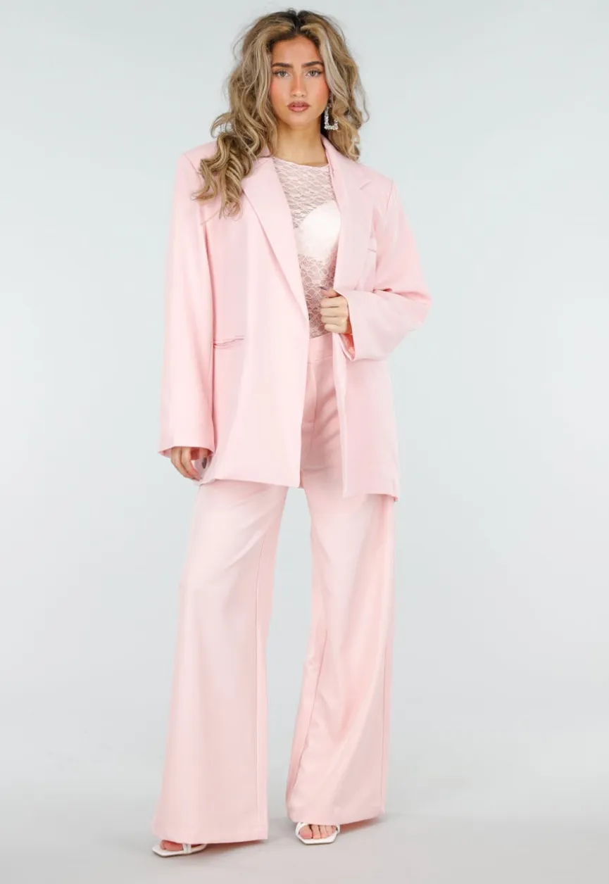Lichtroze Oversized Asymmetrische Blazer