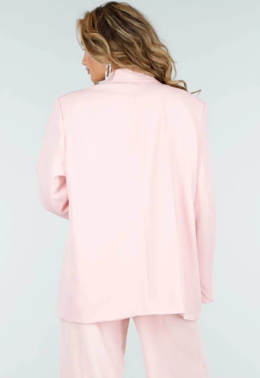 Lichtroze Oversized Asymmetrische Blazer