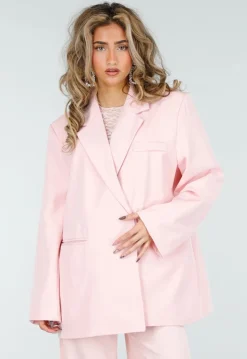 Lichtroze Oversized Asymmetrische Blazer