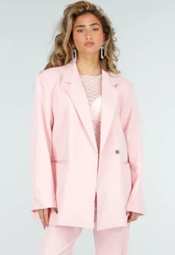 Lichtroze Oversized Asymmetrische Blazer