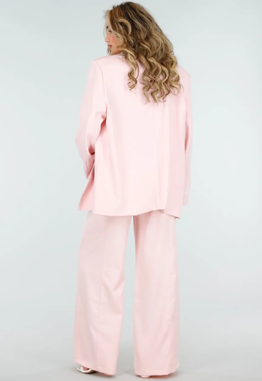 Lichtroze Oversized Asymmetrische Blazer