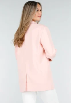 Lichtroze Oversized Blazer met Knoopsluiting en Reverskraag
