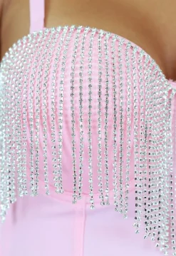 Lichtroze Push Up Strass Bustier