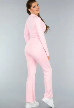 Lichtroze Sportset met Vestje en Flared Legging