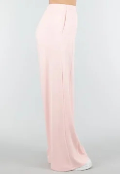 Lichtroze Wide Leg Joggingbroek met Elastische Taille en Stretch