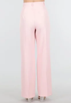 Lichtroze Wide Leg Pantalon met Plooien
