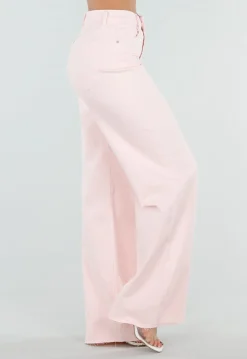 Lichtroze Wide Leg Tall Stretch Jeans van Denim