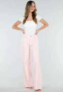 Lichtroze Wide Leg Tall Stretch Jeans van Denim