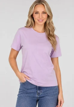 Lila Basic T-Shirt met Lichte Stretch