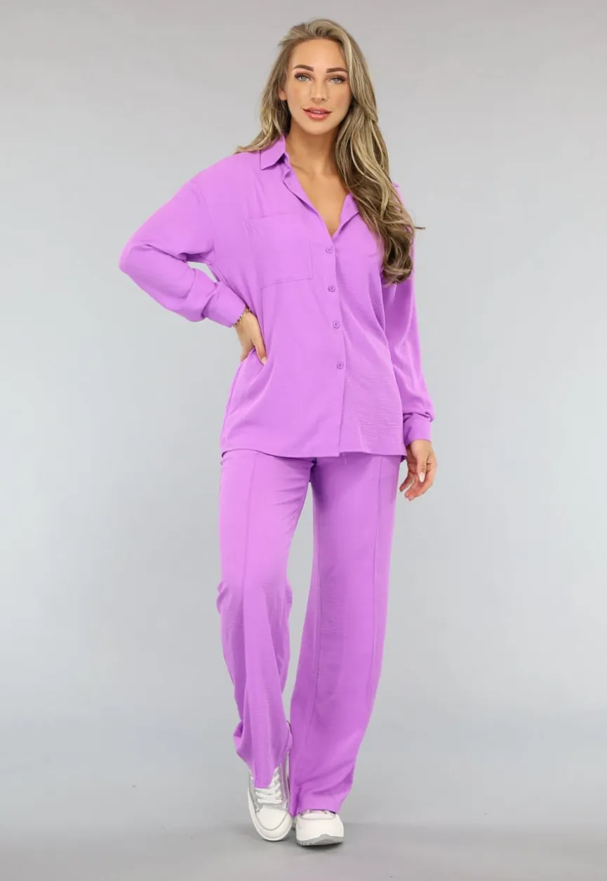 Lila Co Ord Set met Pantalon