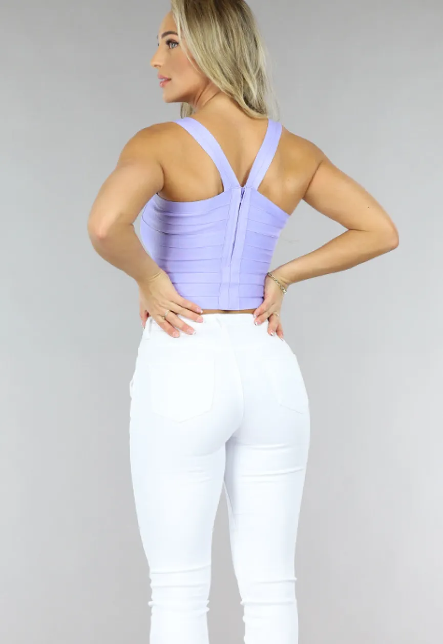 Lila Crop Top met Bandage Ontwerp