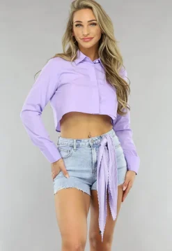 Lila Glanzend Rib Sjaaltje