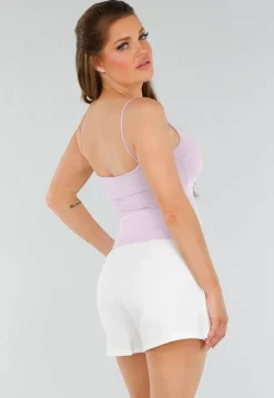 Lila Hemdtopje met Stretch, Cups en Vierkante Hals