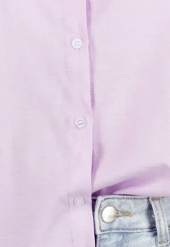 Lila Katoenen Blouse met Knoopsluiting