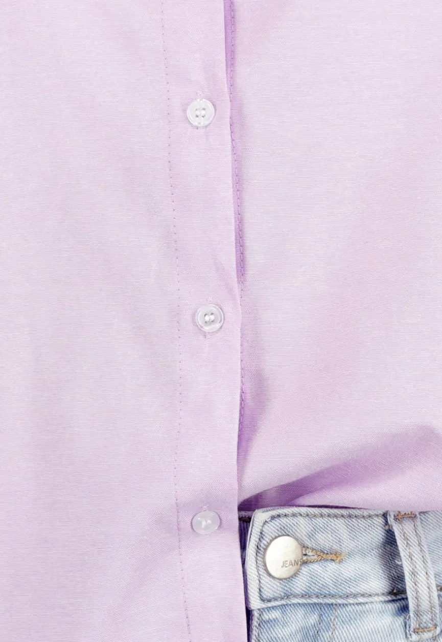 Lila Katoenen Blouse met Knoopsluiting