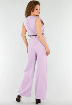 Lila 2-Piece Set met Mouwloze Top en Wijde Rechte Broek