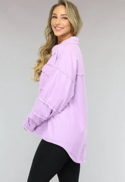 Lila Spijker Blouse met Ruffle Afwerking