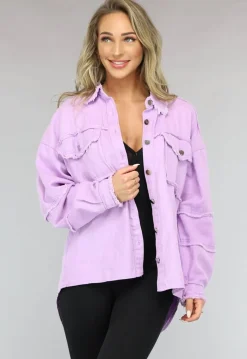 Lila Spijker Blouse met Ruffle Afwerking