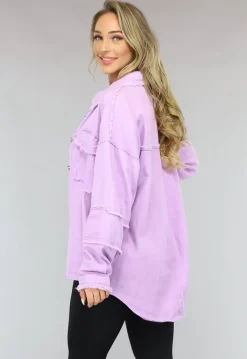 Lila Spijker Blouse met Ruffle Afwerking