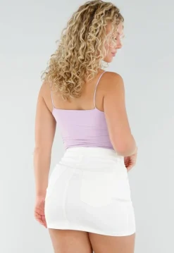 Lila Stretch Top met Pads en Spaghettibandjes