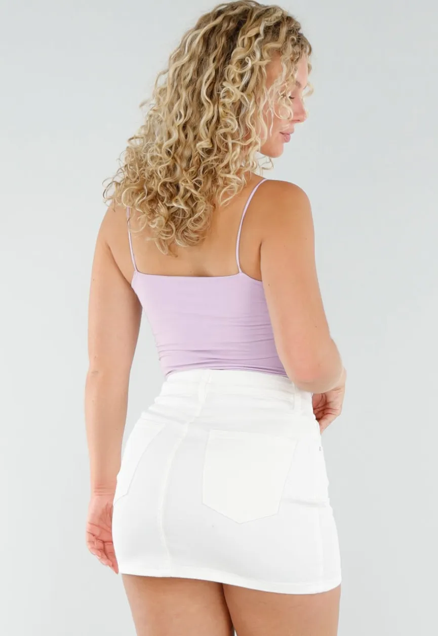 Lila Stretch Top met Pads en Spaghettibandjes