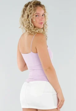 Lila Stretch Top met Pads en Spaghettibandjes