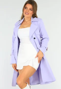 Lila Trenchcoat met Knoopsluiting