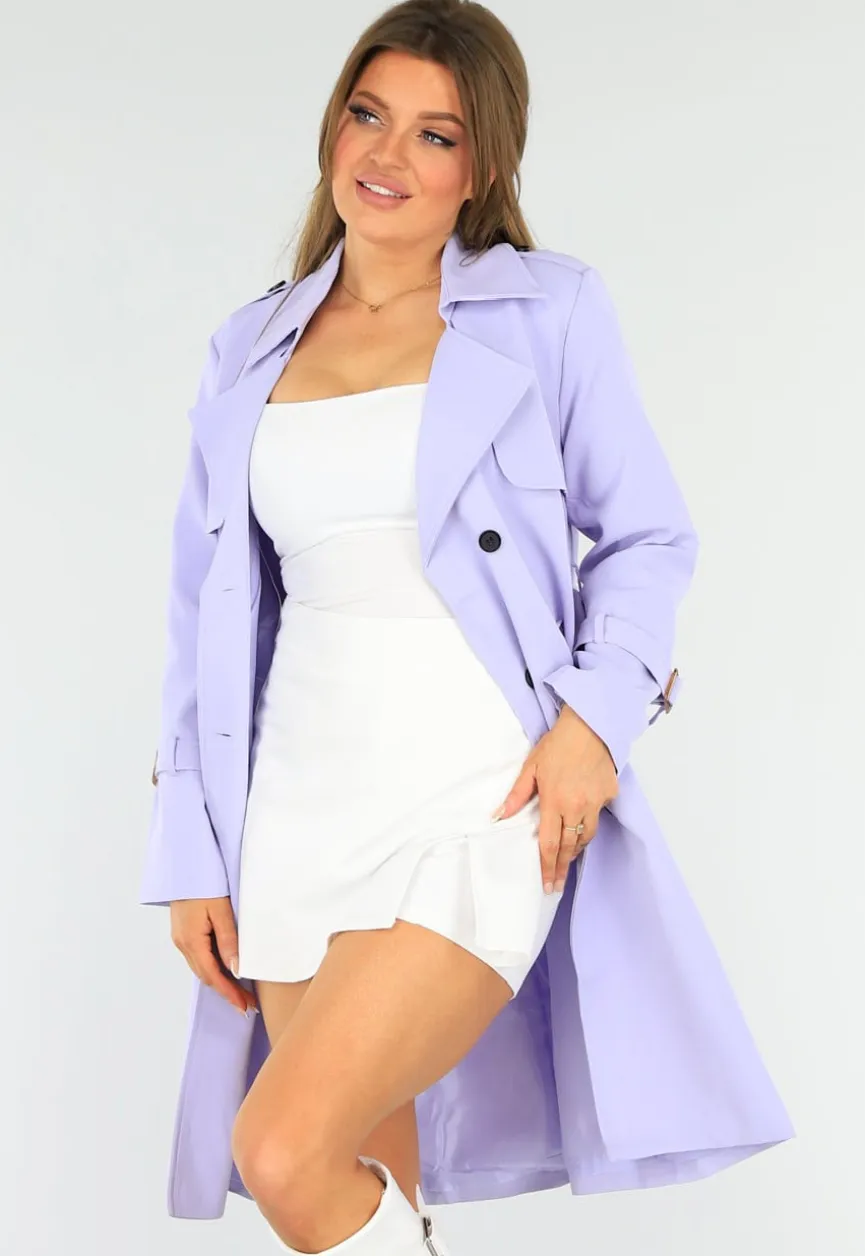 Lila Trenchcoat met Knoopsluiting