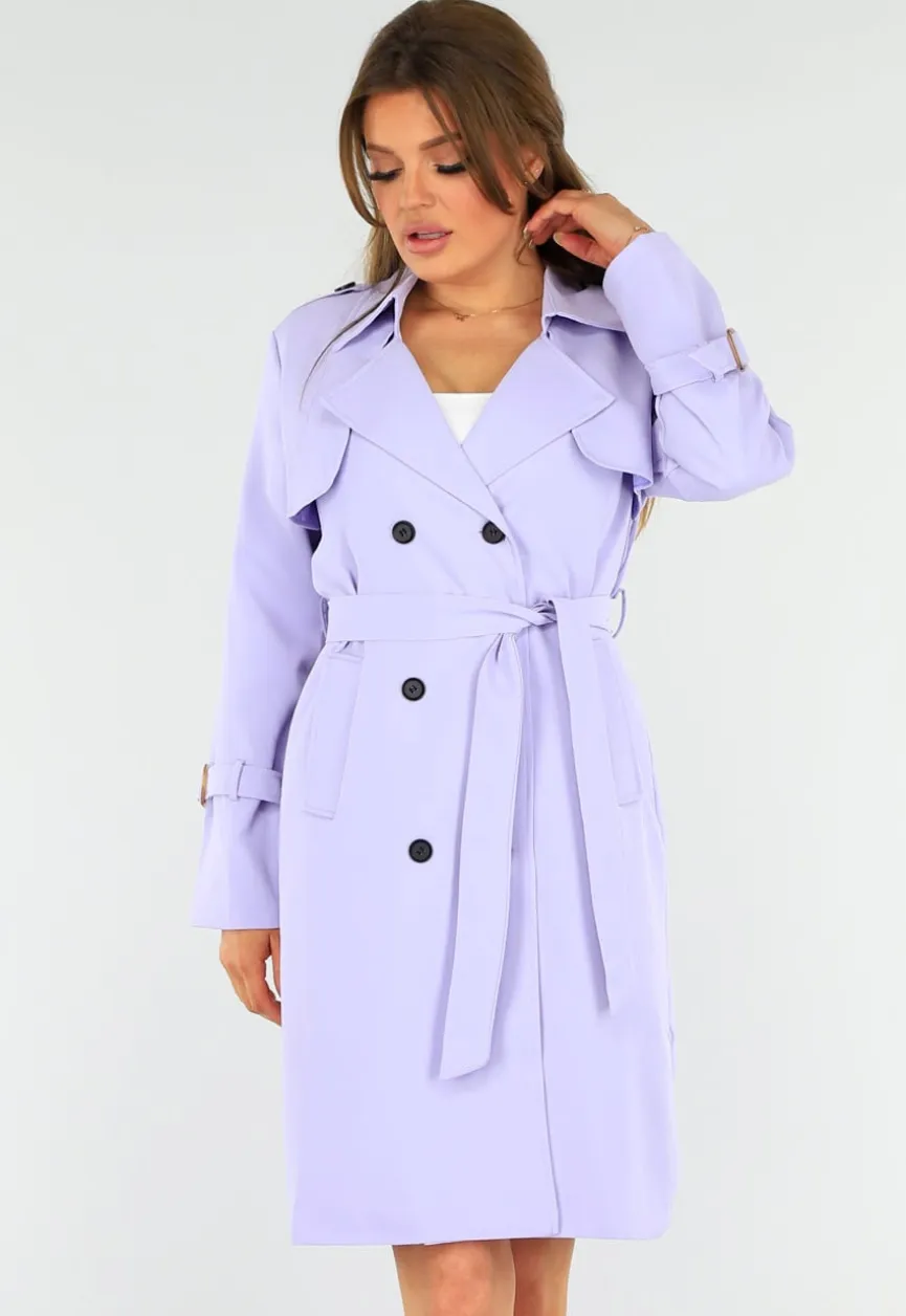 Lila Trenchcoat met Knoopsluiting